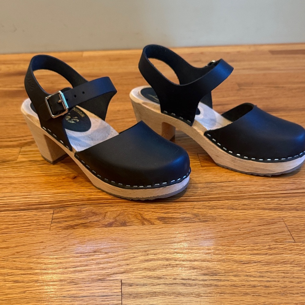Lotta From Stockholm Black Leather Mules size 37. Worn ONCE